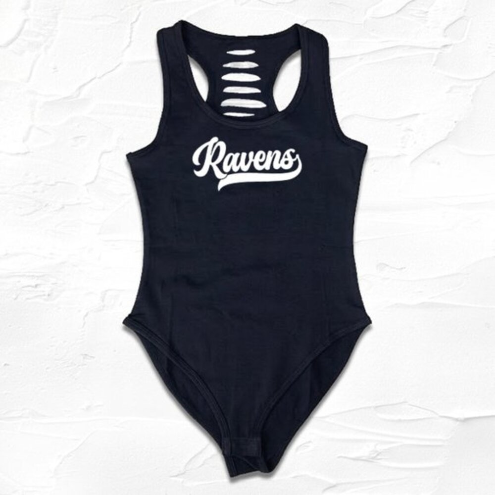 Black/White Ravens Script Bodysuit